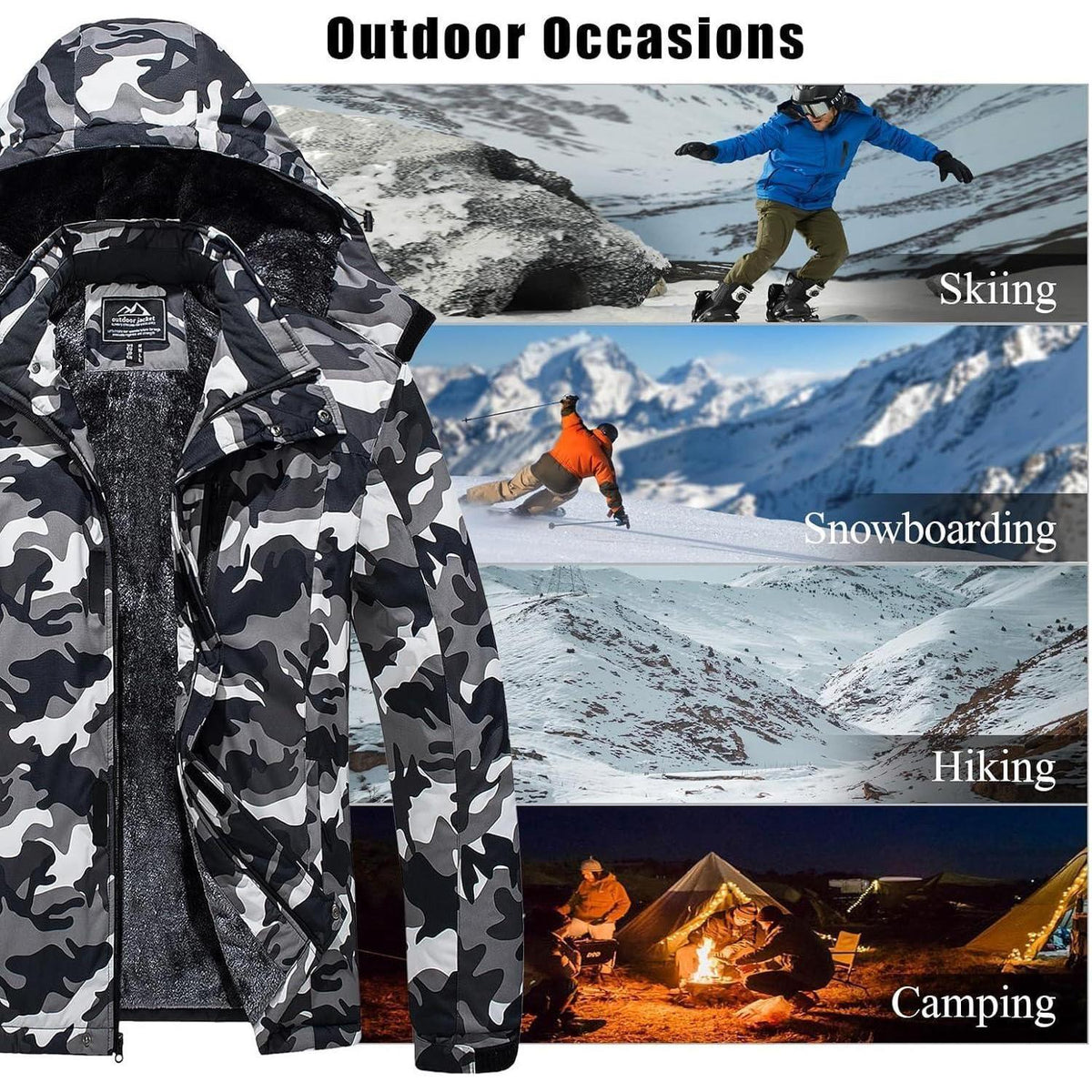 Herren Skijacke Wasserdicht & Warm – Outdoor Winterjacke