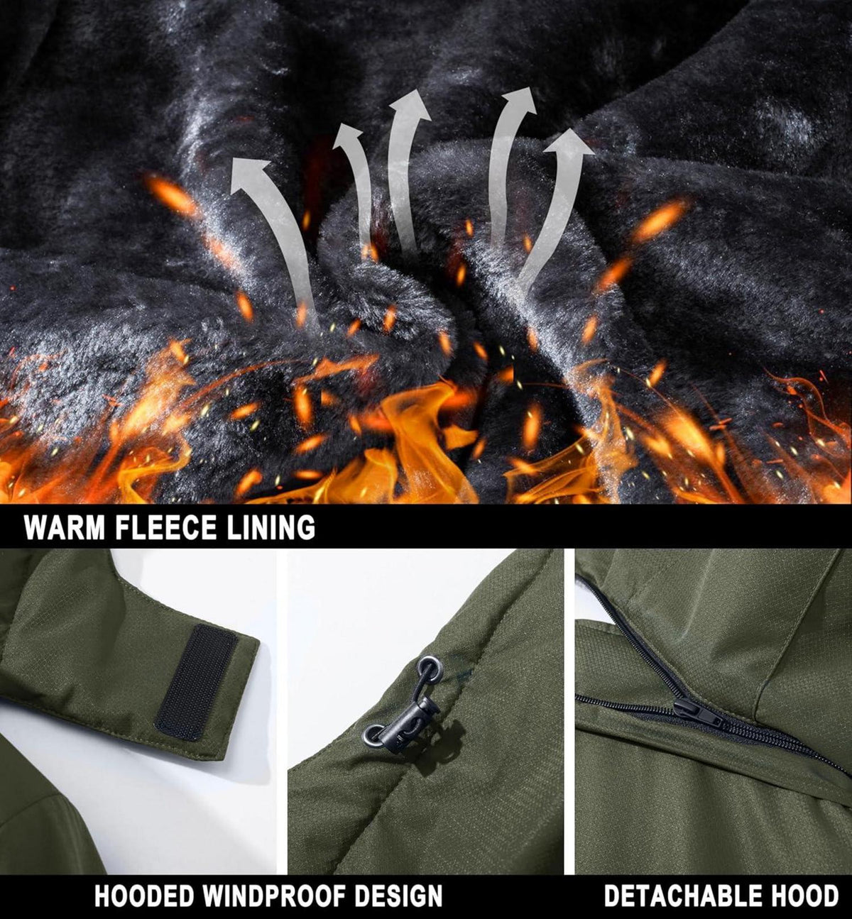 Herren Skijacke Wasserdicht Winterjacke Warm Fleece