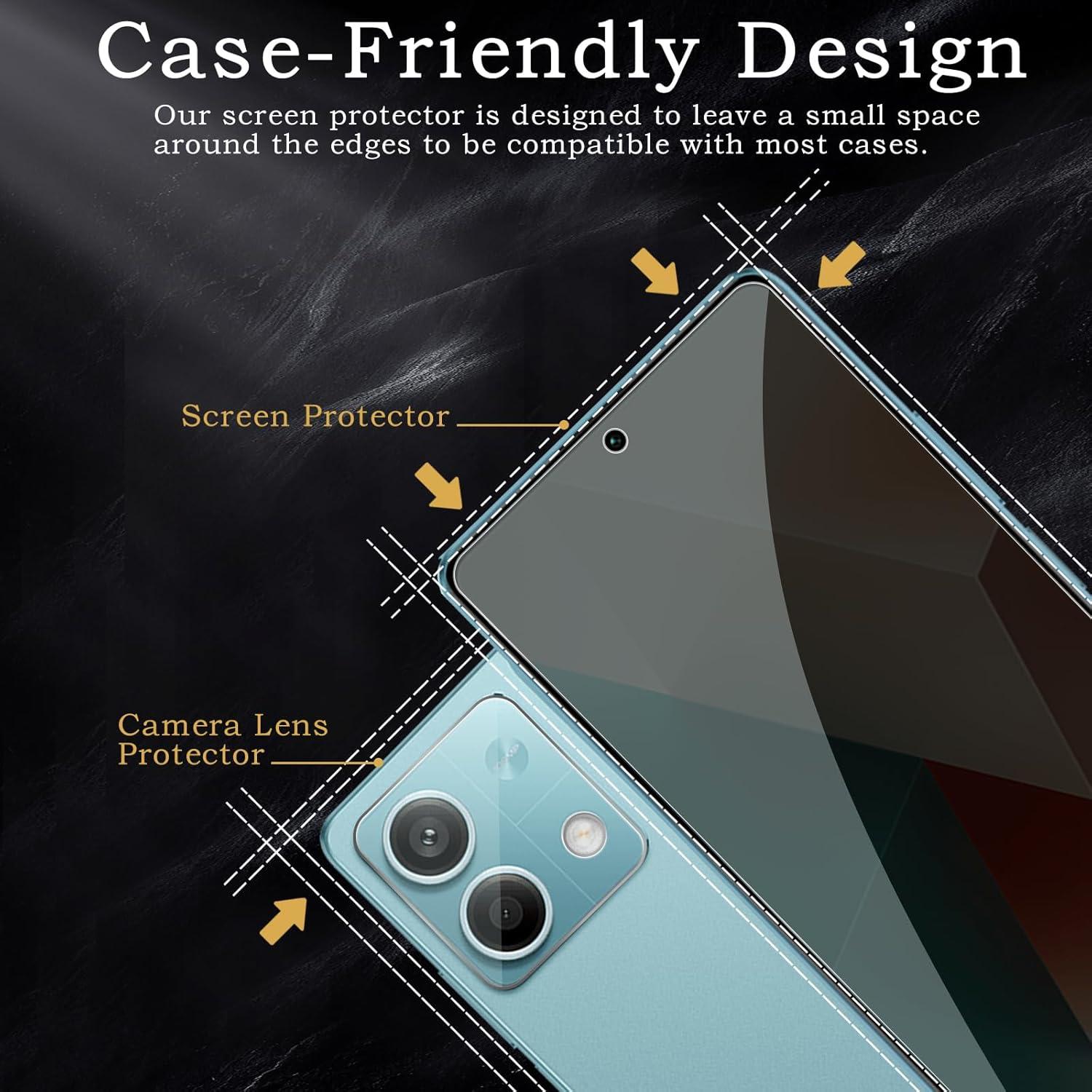 2x Sichtschutz Xiaomi Redmi Note 13 Anti-Spy Panzerfolie 9H Härte