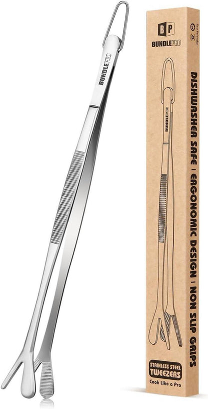 Doppelspitze Kochpinzette Edelstahl professionell Küchenpinzette