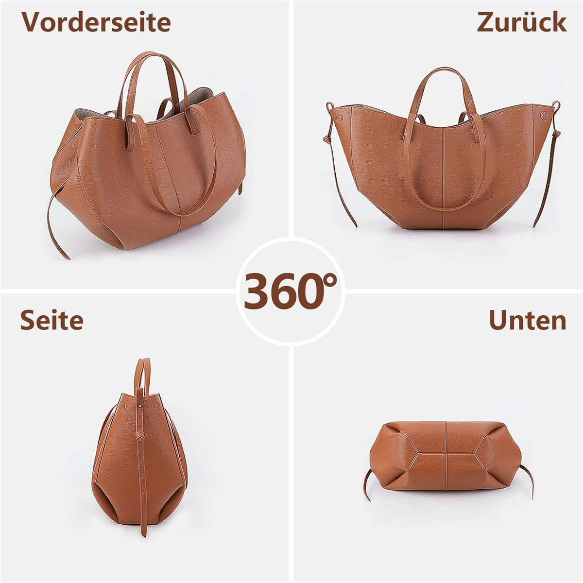 Damen Tote Bag Große Umhängetasche PU Leder Shopper Tragetasche