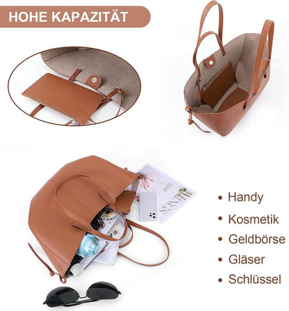 GSenhui Damen Handtasche Tote Bag Umhängetasche Groß Shopper PU Leder Schultertasche