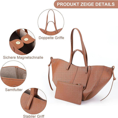 Große Damen Handtasche Schultertasche PU Leder Shopper Geschenk Einkauf