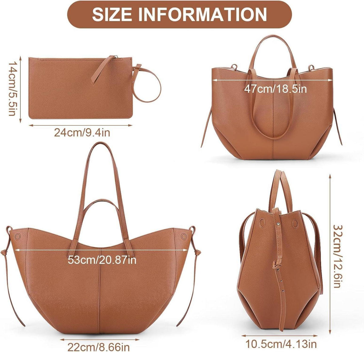 Tote Bag Handtasche Damen Umhängetasche Große Shopper PU Leder