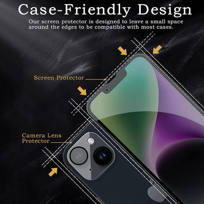 2er Set iPhone 14 Sichtschutzfolie mit Kameraschutz - HD