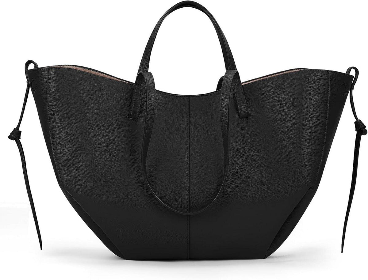 Große Damen Tote Bag PU Leder Umhängetasche - Schwarz