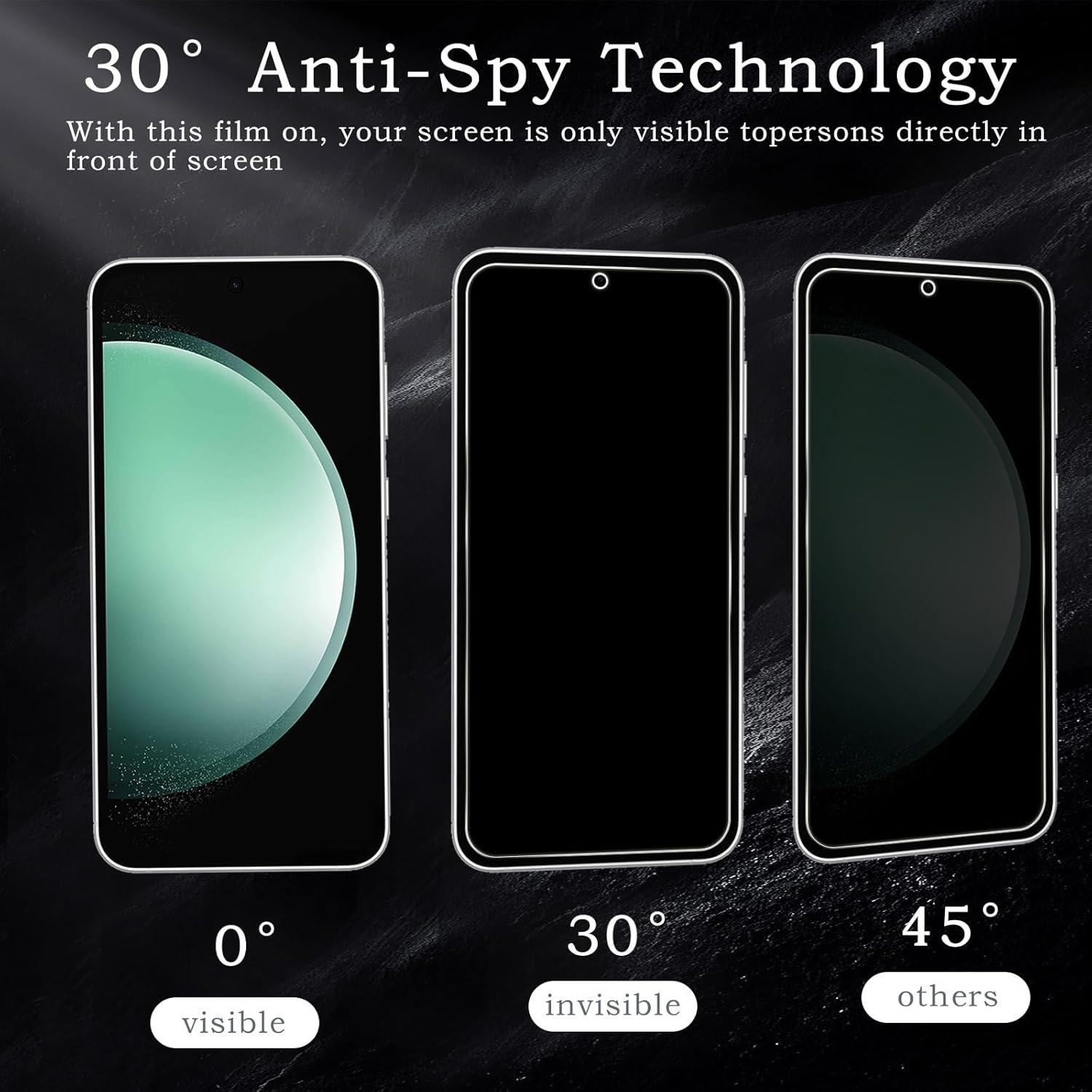 2x Sichtschutz Panzerglas für Samsung Galaxy S23 FE, HD Blickschutz, 9H Härte