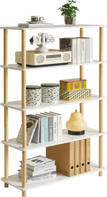 5-Tier Holz offenes Bücherregal für Wohnzimmer & Büro