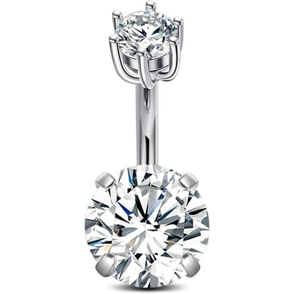 Bauchnabelpiercing 925 Silber 14g 6mm mit Zirkonia