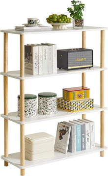 4-Tier Holz Bücherregal freistehende Aufbewahrung Organizer WBC004W