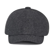 Herren Schiebermütze Winter - Grau, Herringbone Newsboy Cap