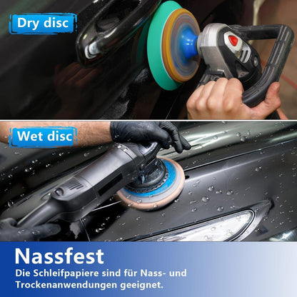 Schleifscheiben 125mm Klett 80 Stück Set Nass/Trockenschliff