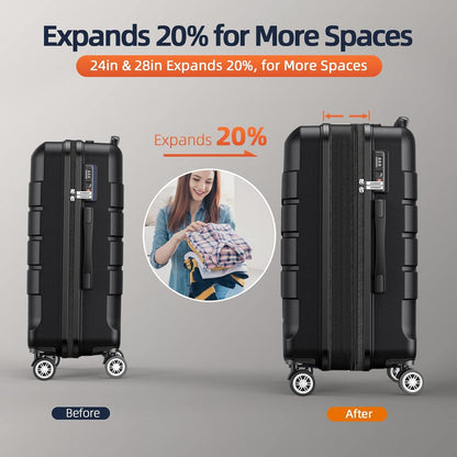 SHOWKOO Großer Hartschalenkoffer Leicht XL mit TSA-Schloss 4 Rollen & Erweiterbar