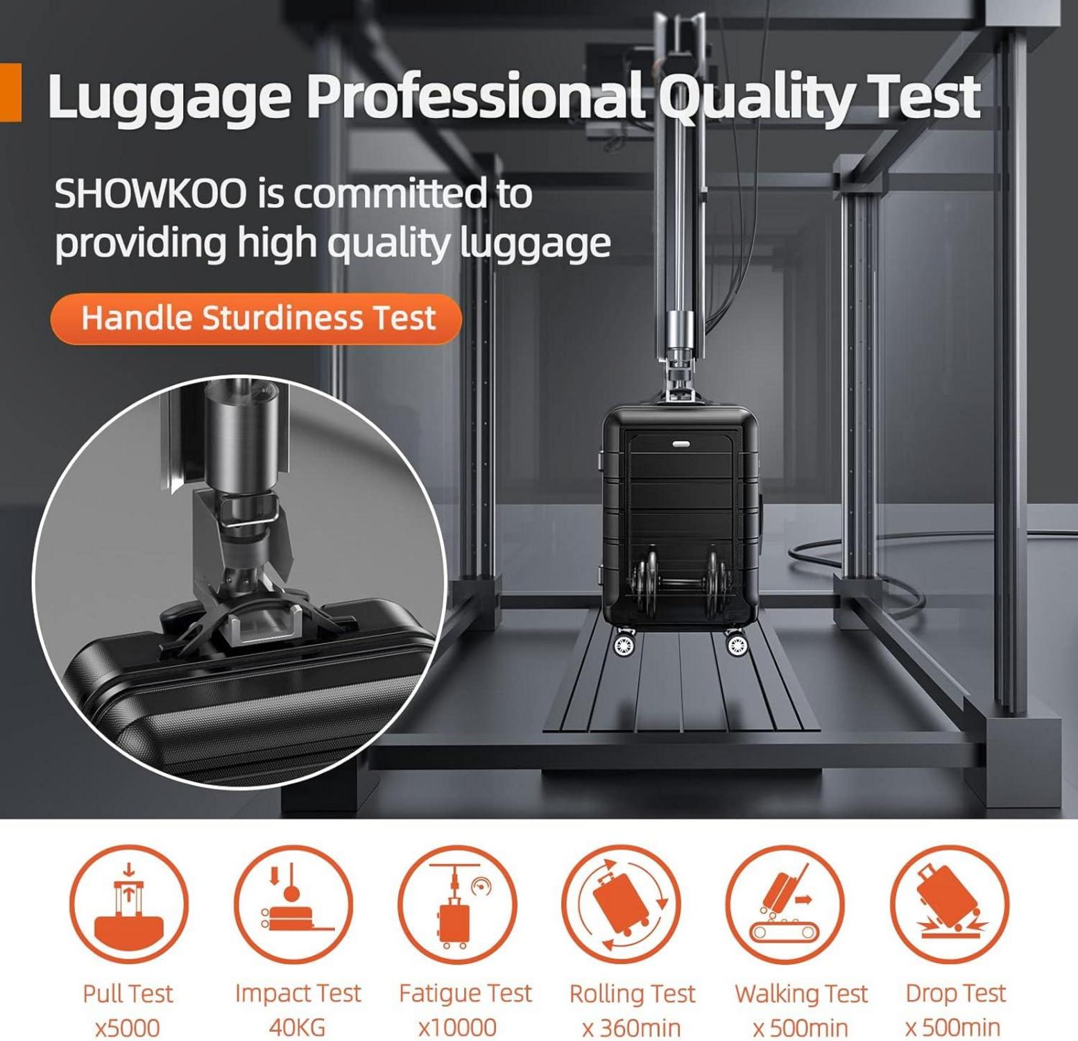 SHOWKOO Koffer Klein ABS+PC Hartschale Leicht 4 Rollen TSA Schwarz 55cm