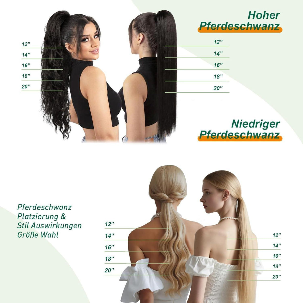 Echthaar Zopf Extension Braun Highlight 45cm