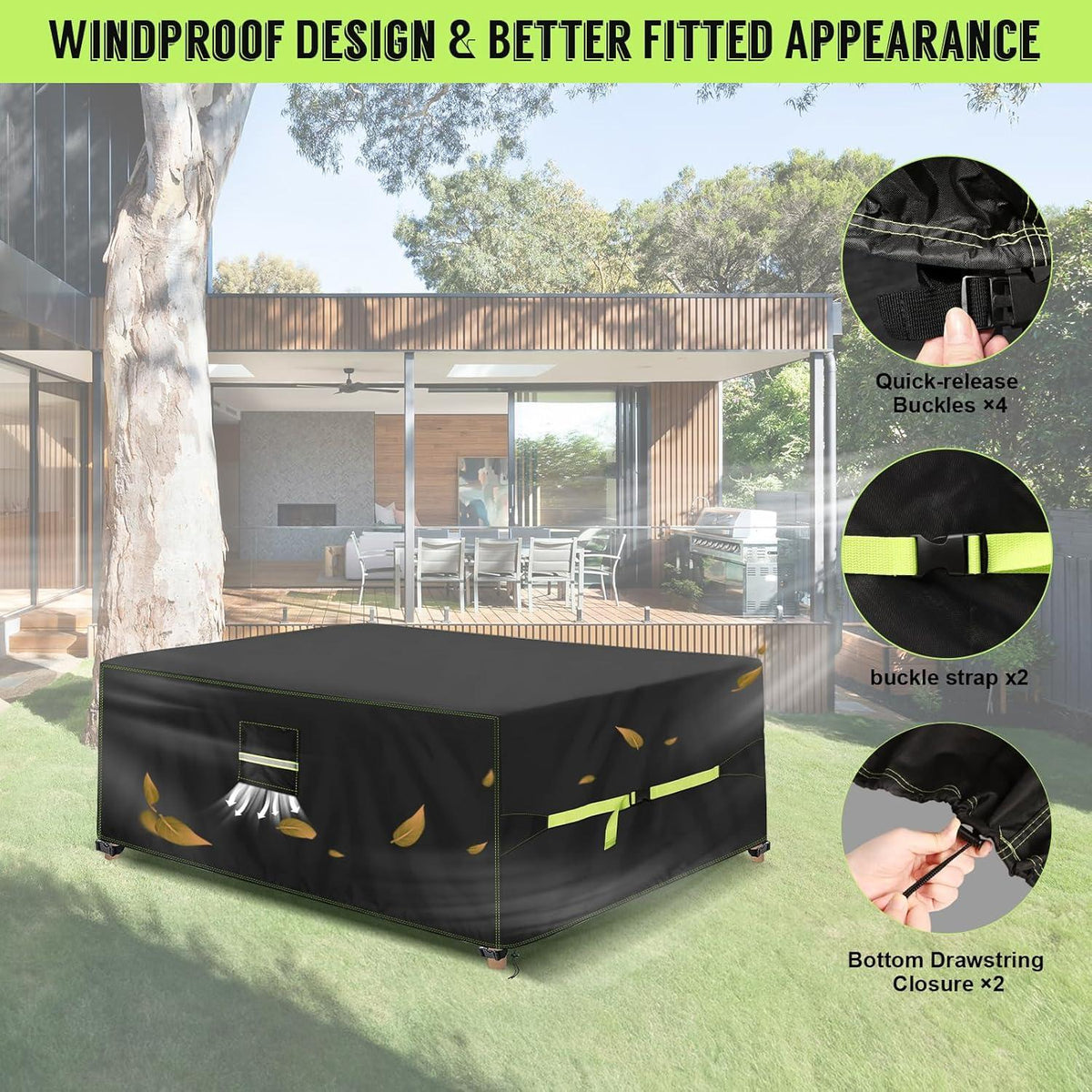 VDISRR Abdeckhaube Gartenmöbel 420D Oxford 160x150x85cm Wasserdicht UV-beständig