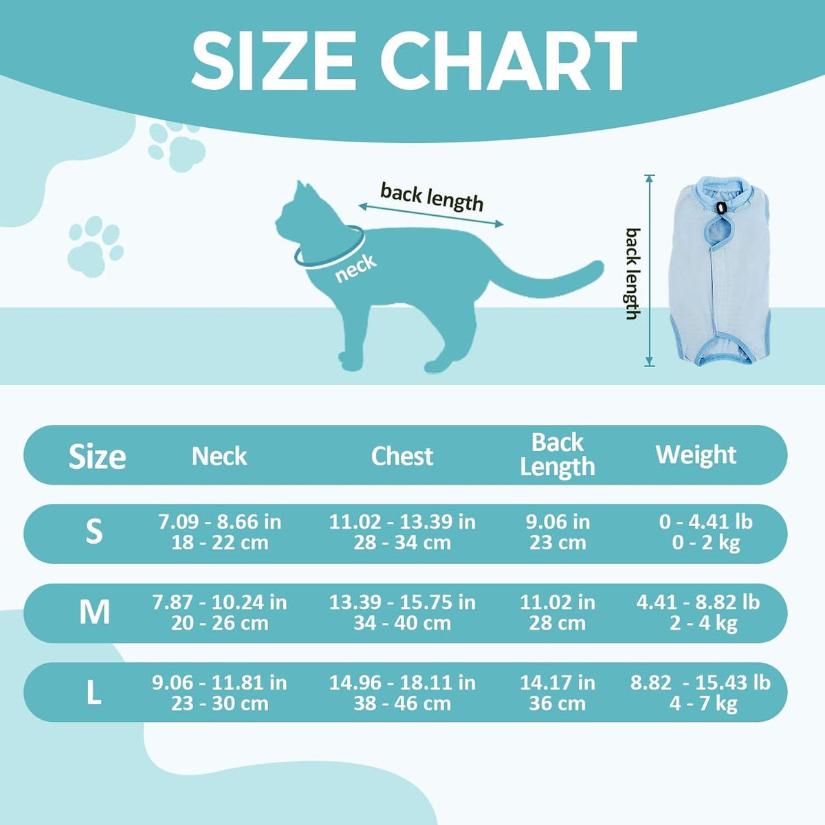 Katzenbody OP Erholungsanzug Modal Recovery Kastration Spay Suit -M- Blau