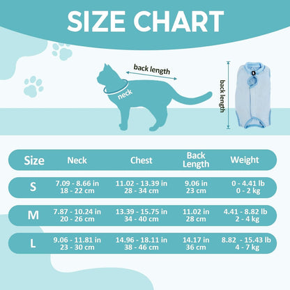 Katzenbody OP Erholungsanzug Modal Recovery Kastration Spay Suit -M- Blau