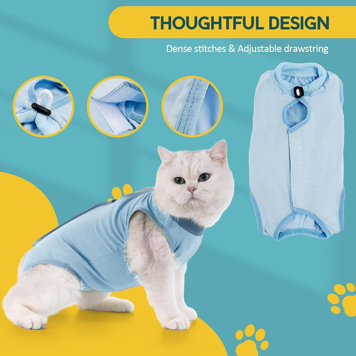 Katzenbody OP Erholungsanzug Modal Recovery Kastration Spay Suit -M- Blau