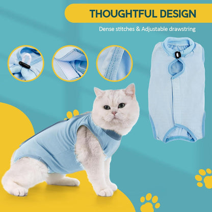 Katzenbody OP Erholungsanzug Modal Recovery Kastration Spay Suit -M- Blau