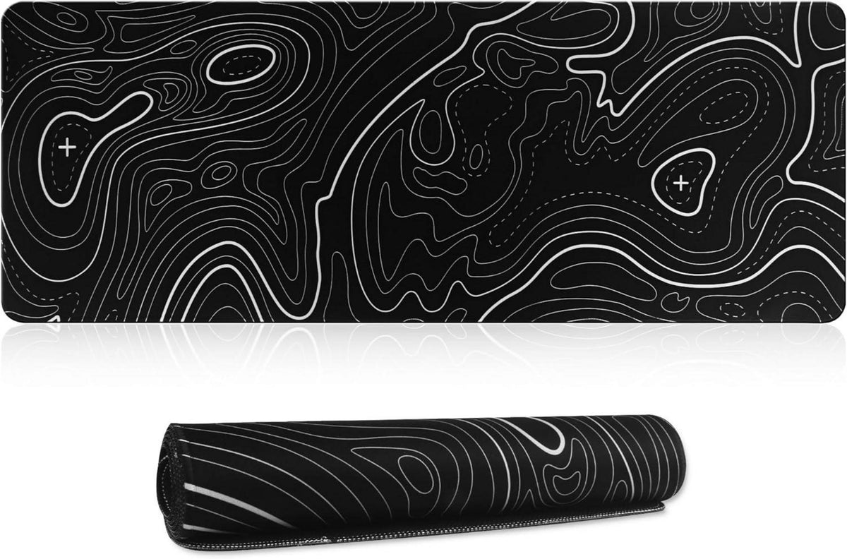 XXL Gaming Mauspad 800x300x3 mm Schwarz rutschfest wasserfest PU-Leder