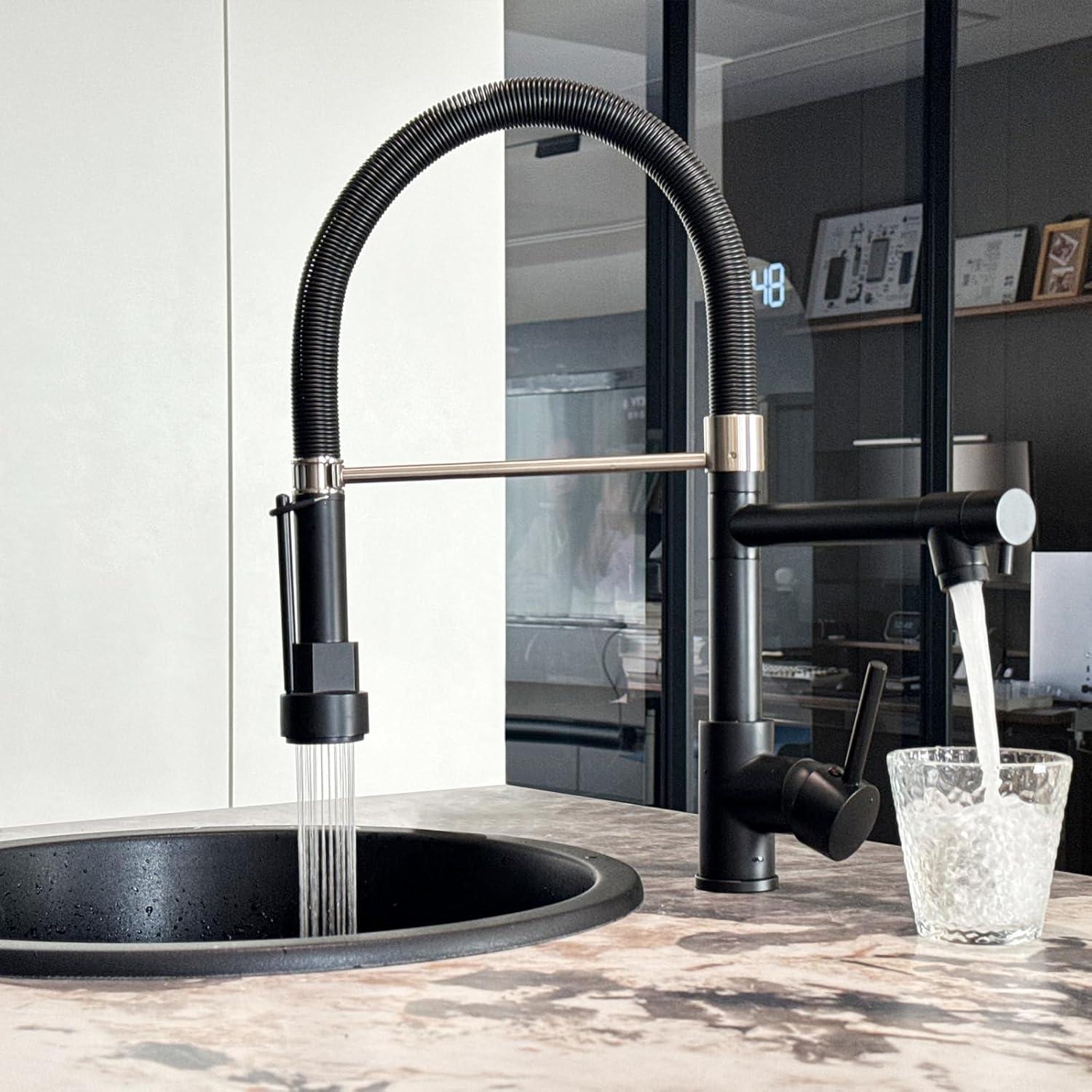 Schwarz Ausziehbarer Wasserhahn mit Sprühfunktion - 360° schwenkbar