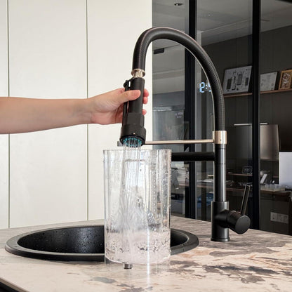 Ausziehbarer Schwarz Wasserhahn Küche mit Schloss und Brause