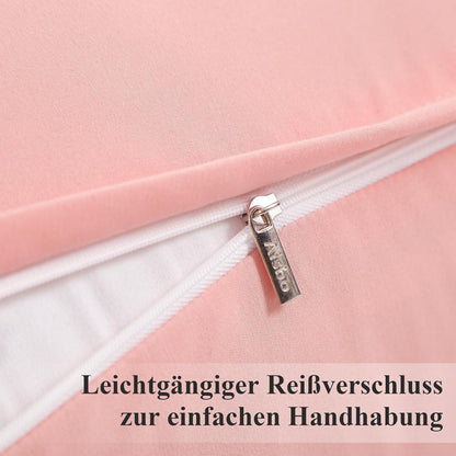 2er Set Kissenbezug Mikrofaser Reißverschluss 40x80 Pfirsch Rosa