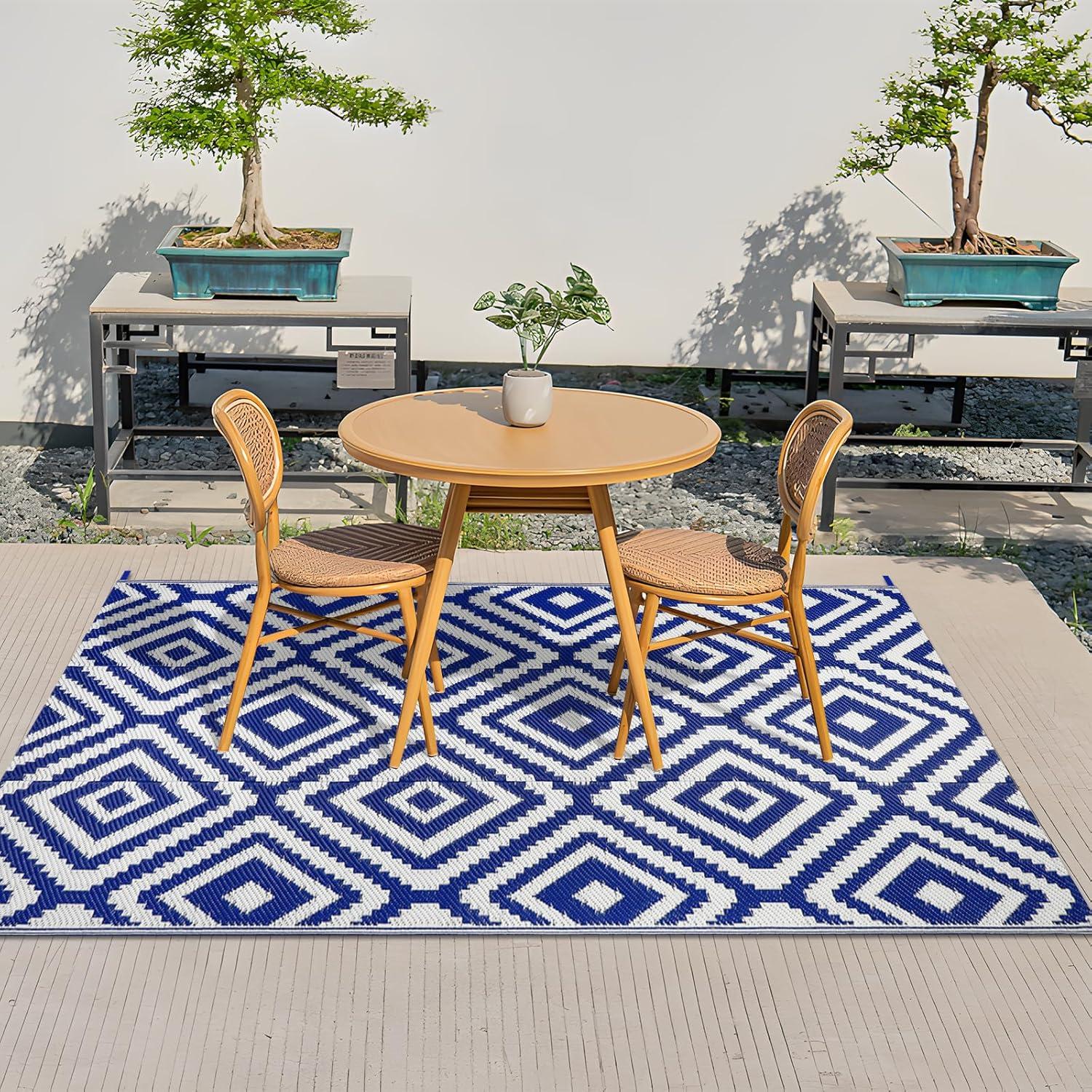 Outdoor-Teppich Wetterfest Terrassenteppich 120x180cm Plastik Balkon