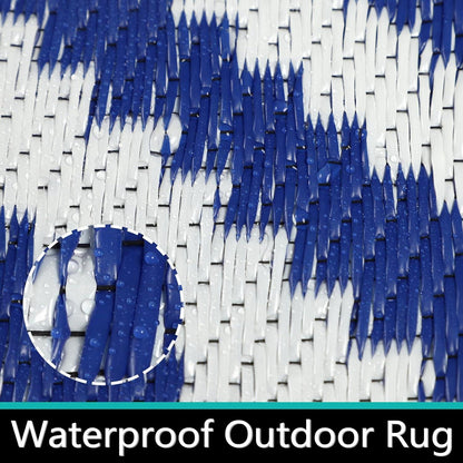 Outdoor Teppich Wetterfest Kunststoff 150x245 cm Blau