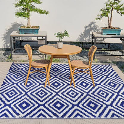 Outdoor Teppich Wetterfest Balkon Gartenteppich 150x245 cm Blau