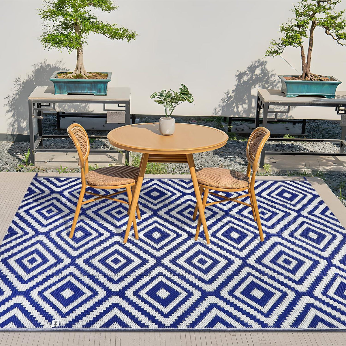 Outdoor Teppich Wetterfest Balkon Gartenteppich 150x245 cm Blau