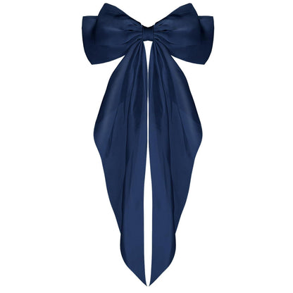 Haarspange mit großer Schleife und langem Band, Navy Blau