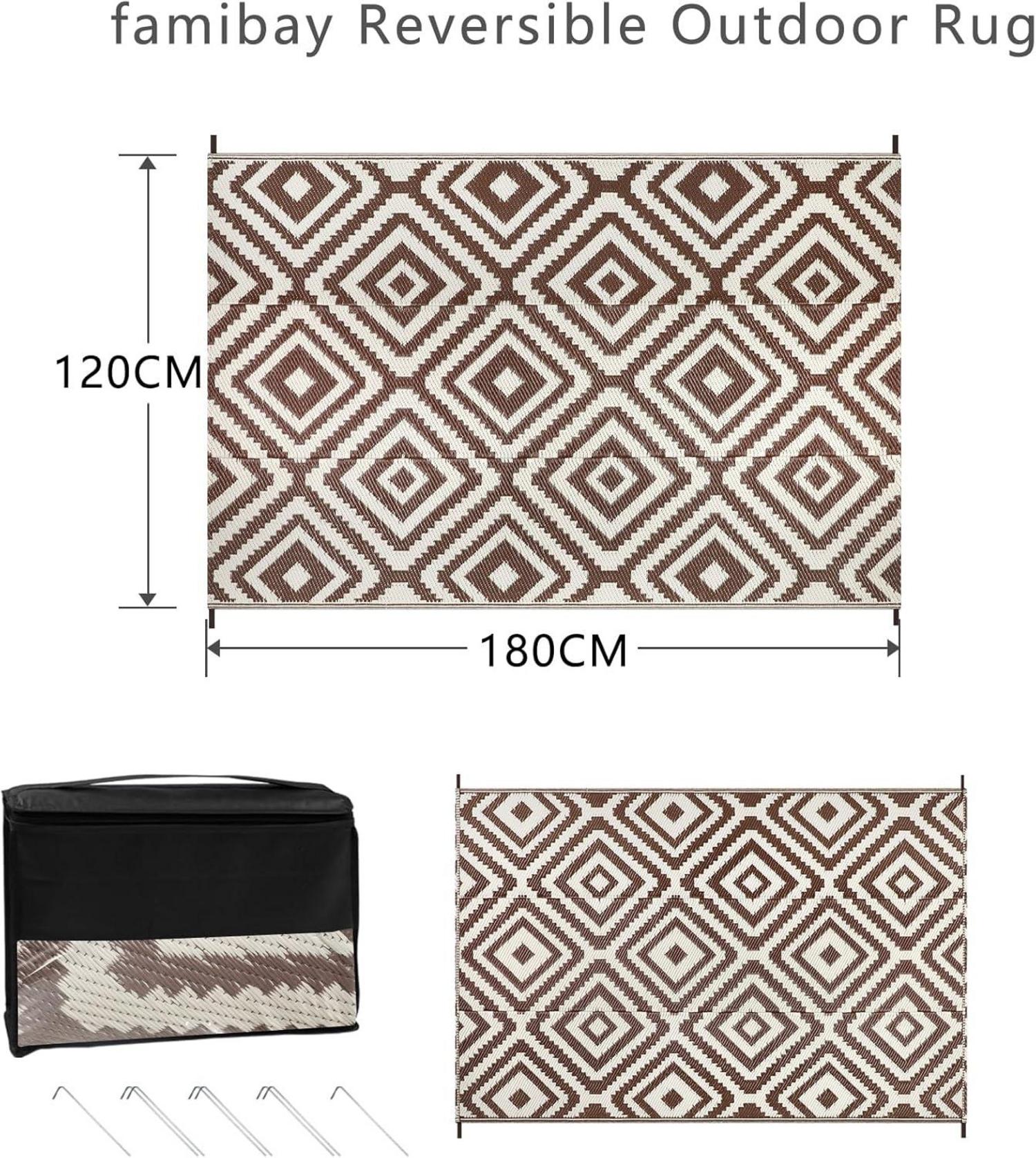 Outdoor Teppich 120x180cm wasserdicht Wendbar Leichtgewicht