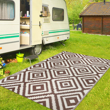 Famibay Outdoor Teppich 150x245 cm Wetterfest Kunststoff Beige