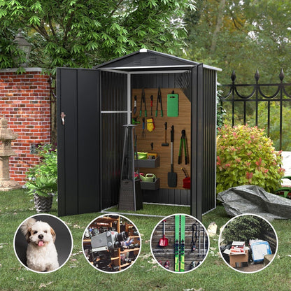 Metall Gerätehaus 2m² mit Satteldach – Garten Schuppen Schwarz