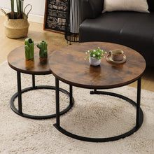 Runder Couchtisch 2er Set Holz Metallgestell Braun