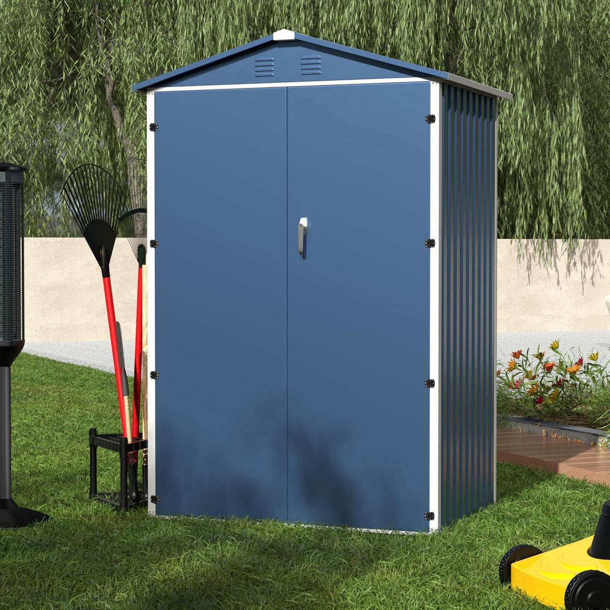 Metall Gerätehaus 2m² mit Satteldach – Blau