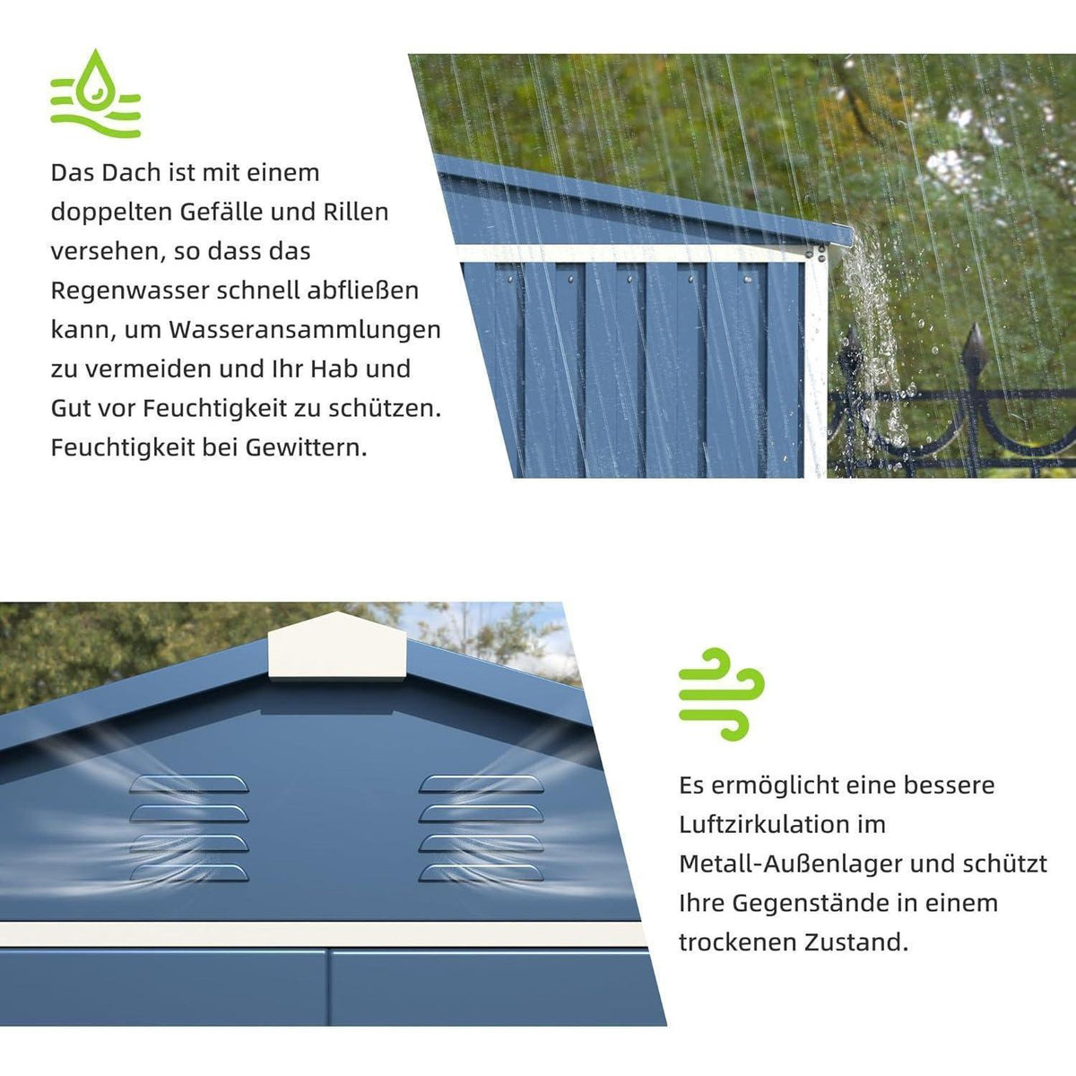 Metall Gerätehaus 2m² mit Satteldach – Blau
