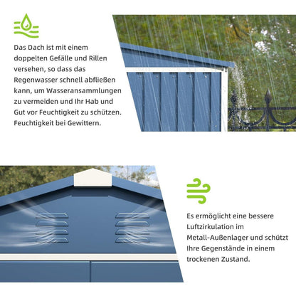 Metall Gerätehaus 2m² mit Satteldach – Blau