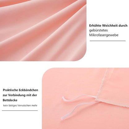 Bettwäsche Set 155x220 Rosa Pfirsch Mikrofaser Reißverschluss
