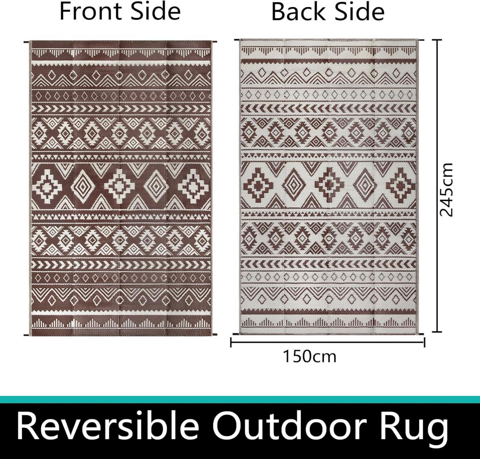 Outdoor Teppich 150 x 245 cm Wetterfest Camping Balkon