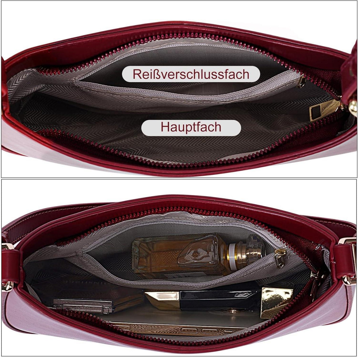 Kleine Damen Handtasche PU Leder Schultertasche Y2K Design Rot