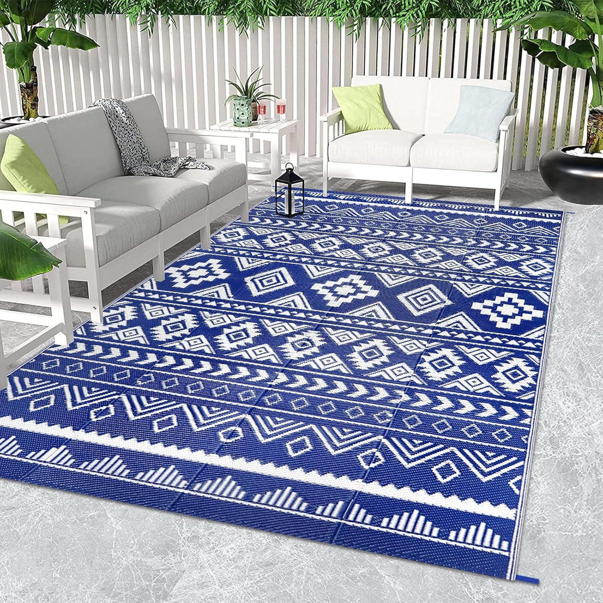 Outdoor Teppich Wetterfest Kunststoff Wendbar Camping Terrasse Garten