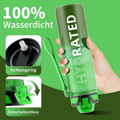 QLUR Trinkflasche 1L BPA-frei mit Strohhalm Sport Wasserflasche 1000mlTranslatef