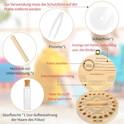 Milchzahndose Holz Box mit Namen für Baby Geburtsgeschenk