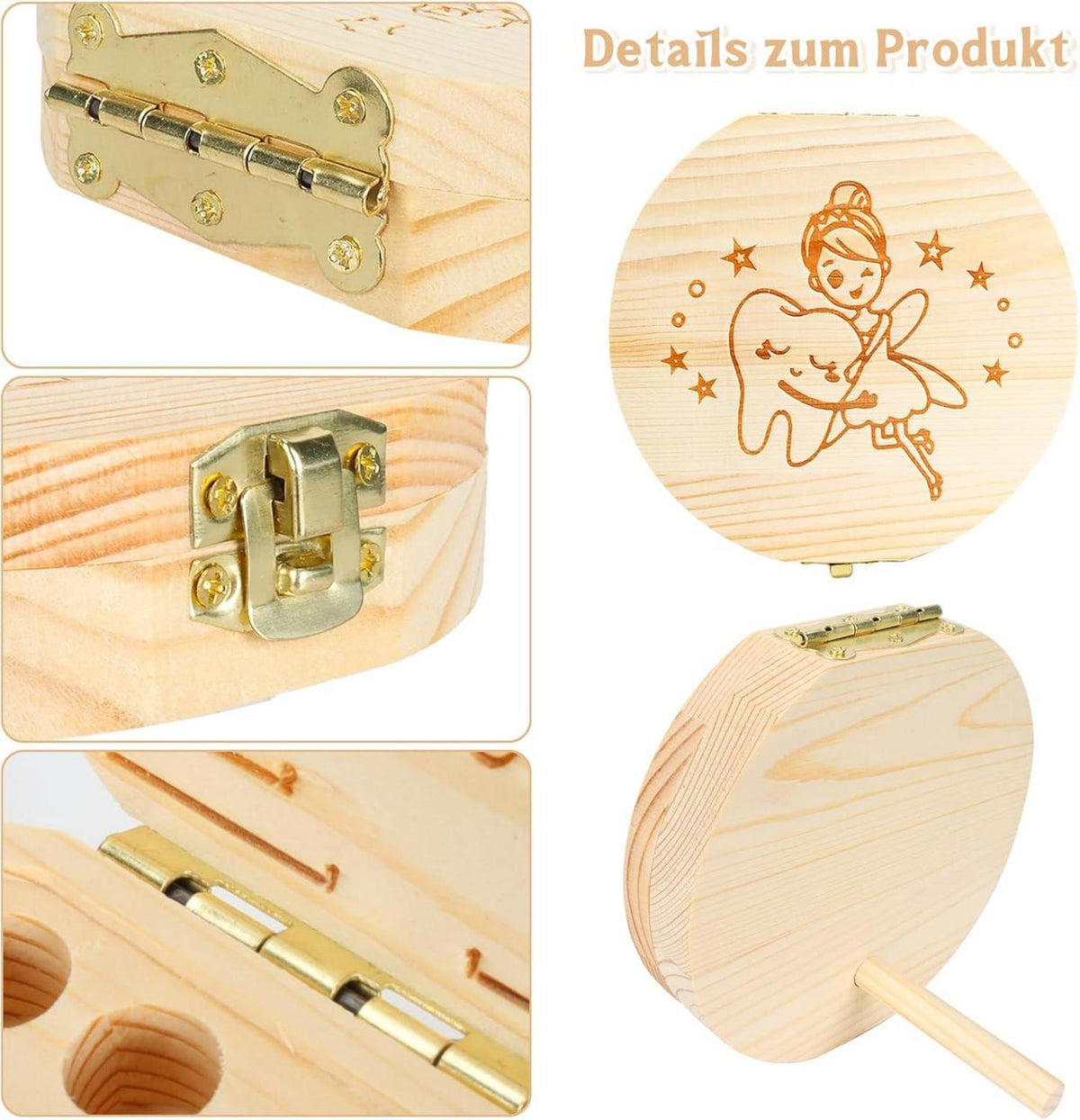 Milchzahndose Holz Mädchen&Jungen Aufbewahrungsbox mit Namen