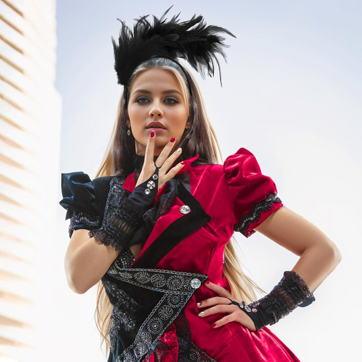 Feder Stirnband Fascinator 20er Jahre Haarschmuck Schwarz für Frauen