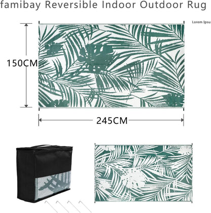 Outdoor Teppich 150 x 245 cm Grün-Weiß wasserfest faltbar