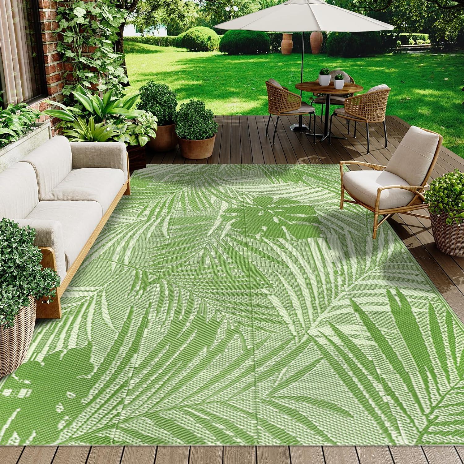 Outdoor Teppich Kunststoff Wetterfest Gartenteppich Balkon Camping